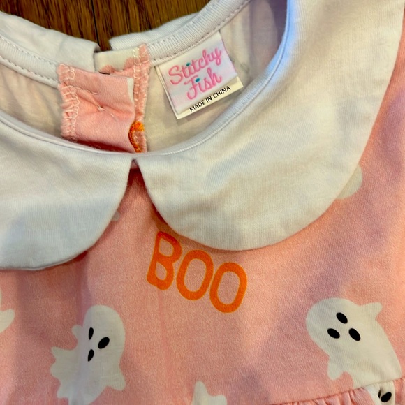 Girls Matching Ghost Set with Striped Leggings - Picture 2 of 4